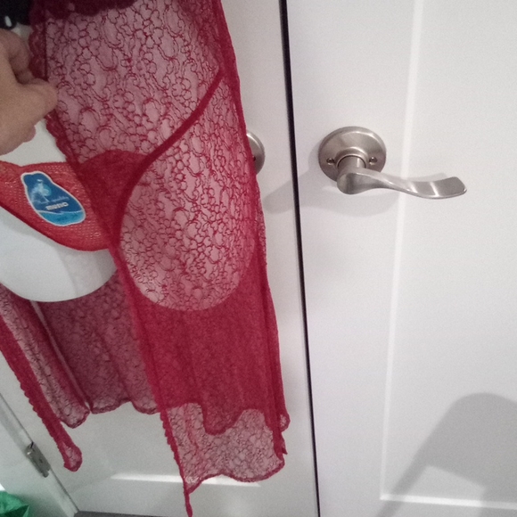 Vintage Chantilly Lace Cardigan Duster / Slip Robe - Picture 6 of 16